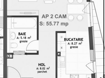 Apartament 2 camere semifinisat de vanzare intr-un bloc nou din Borhanci 